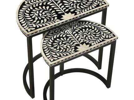 Allura - 2 Piece Demilune Nesting Table Set - Black