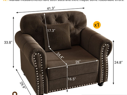 Upholstered Sofa With Nailhead Trim And Rolled Armrests
