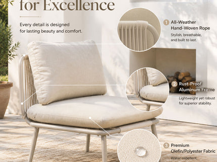 Modular Patio Armless Sofa Chair With Thick Cushion - Off White