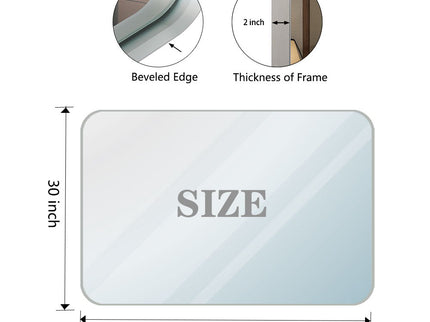 Rounded Corner Rectangle Bathroom Mirror For Wall Metal Frame Wall Mounted Bathroom Mirror Vanity Bathroom Mirror (Horizontal & Vertical)