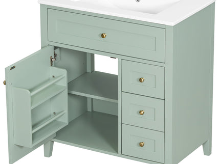 Bathroom Vanity With Sink, 3 Drawers And Adjustable Shelf