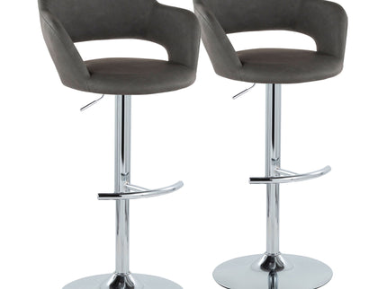 Margarite - Contemporary Ajustable Barstool With Swivel With Rounded T Footrest (Set of 2)