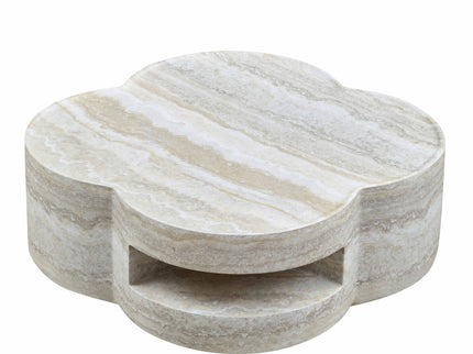 Clover Round Coffee Table With Open Storage - Marble