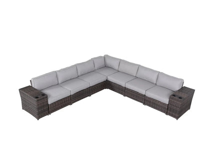 Modern Rattan Wicker Seating Group With Cushions