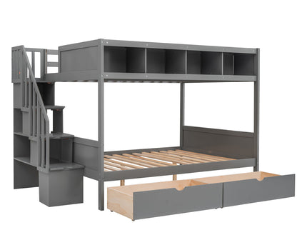 Bunk Bed With Shelfs, Storage Staircase And 2 Drawers