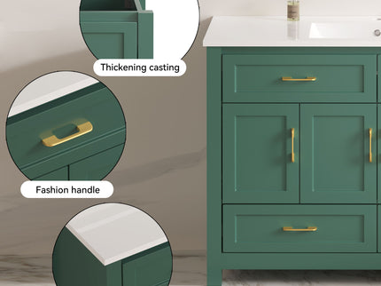 Bathroom Vanity With Sink Combo, 4 Soft Close Doors And 4 Drawers