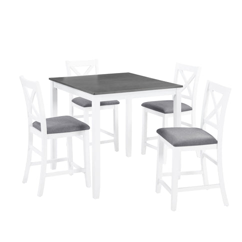5 Piece Counter Height Dining Table Set With 4 Chairs