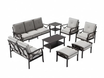 Patio Furniture Set, Coffee Table And Cushions For Backyard