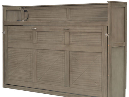 Murphy Bed With Desk, LED Light And USB Charging Station