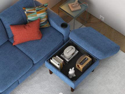 3 Seater Convertible Combination L Shaped Sofa With Footstools With Storage