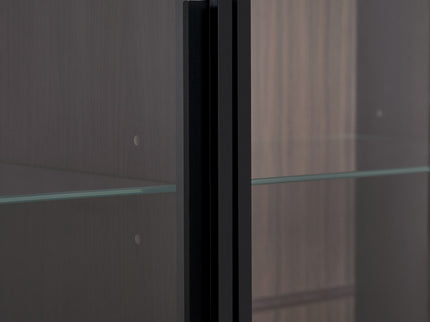 Modern Minimalist Style LED Curio Cabinet With Tempered Glass Door, Metal Legs