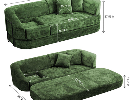 3 Seater Sofa With Built In Pet Bed Nook, Curved Design And 2 Throw Pillows