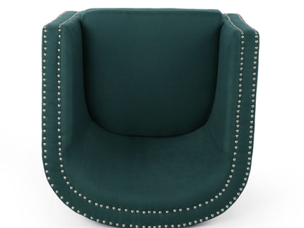 Modern Upholstered Swivel Club Chair With Nailhead Trim