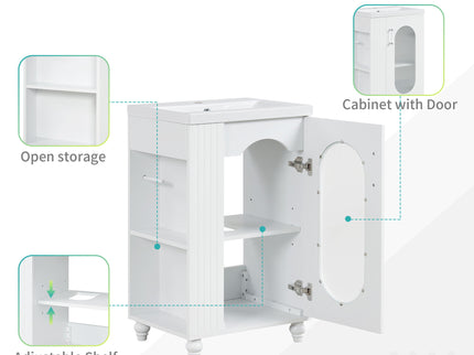 Modern Bathroom Vanity With Sink, Adjustable 2 Tier Shelf