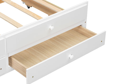 Daybed With Storage Shelves, Drawers, Trundle, Charging Station, LED Light, Desk And Cabinet
