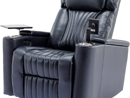 270° Power Swivel Recliner Home Theater Chair With Hidden Arm Storage, LED Light, Cup Holder, And Tray Table