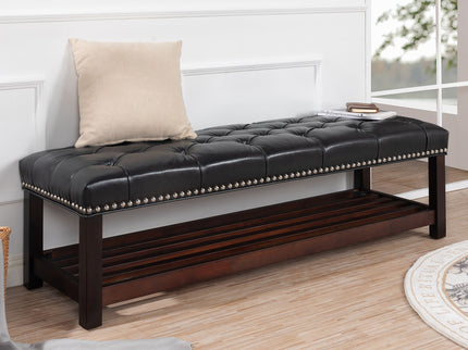 Bedroom End Of Bed Bench Tufted Upholstered End Of Bed Bench End Of Bed Entrance Shoe Bench With Nailhead Trim And Shelf Bedroom Upholstered Bench Living Room Shoe Rack Footstool