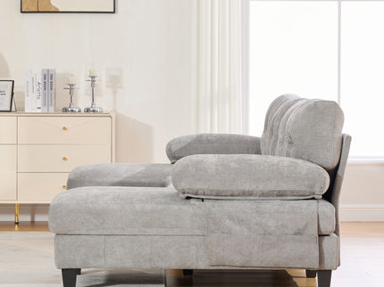 U-Shaped Sectional Sofa 103.5" Fabric Couch With Dual Chaise Lounges, Storage Pockets, Armrest Pillows