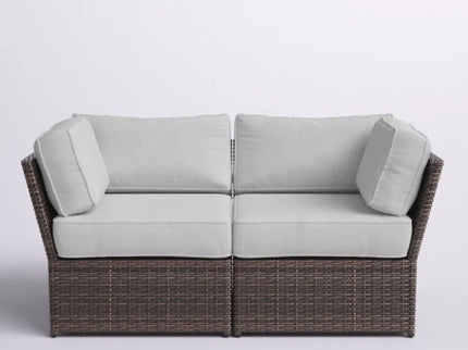 Outdoor Wicker Loveseat With Cushions Patio Seating Wicker - Brown