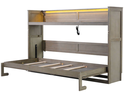 Murphy Bed With Desk, LED Light And USB Charging Station