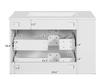 Wall Mounted Bathroom Vanity With 2 Drawers, Sink, Floating Storage Unit