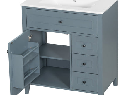 Bathroom Vanity With Sink, 3 Drawers And Adjustable Shelf