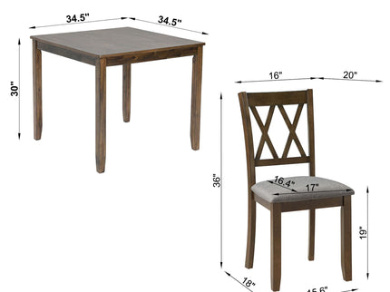 5 Piece Dining Table Set With 4 Chairs - Walnut