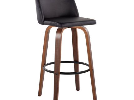 Toriano - Mid Century Modern Fixed Height Barstool Swivel And Round Footrest (Set of 2)