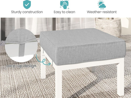 Patio Ottomans With Cushions, All-Weather Footrests (Set of 2)