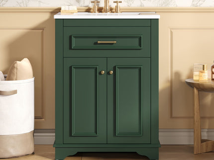Bathroom Vanity With Integrated Sink, 2 Door Cabinet With Tip Out Drawer, Rectangular Design
