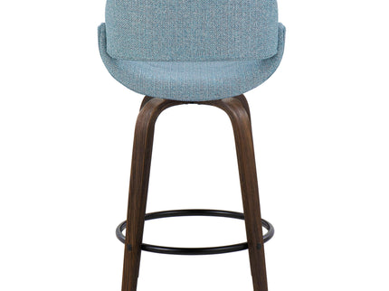 Fabrico - Mid Century Modern Fixed Height Counter Stool & Round Footrest (Set of 2)