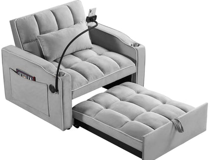 Convertible Sleeper Chair Sofa Bed Adjustable Pull Out Sleeper Chair Bed Multi-Pockets Folding Sofa Bed For Living Room Bedroom Small Space, 3 In 1 Sofa Bed