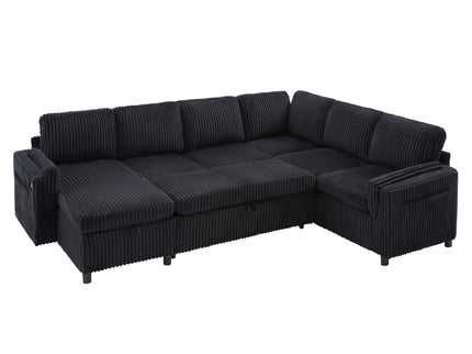 Convertible U-Shaped Sectional Sofa Bed With USB Ports And Storage