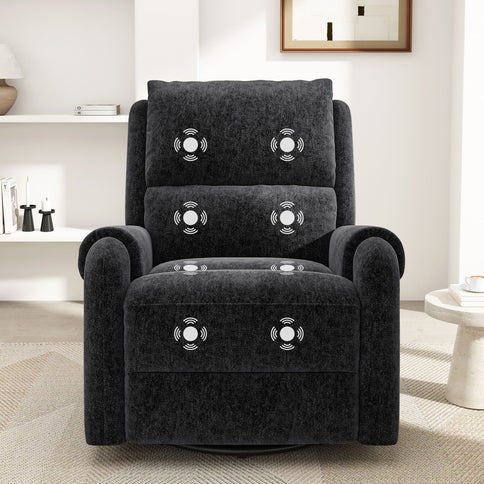 Manual Recliner Massage Chair With Swivel Rocker, 8 Massage Modes, Side Storage Pocket