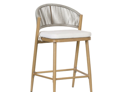 Outdoor 26" Counter Height Metal Frame Counter Stools With Scallop Shaped Backrest & Water Resistant Cushions