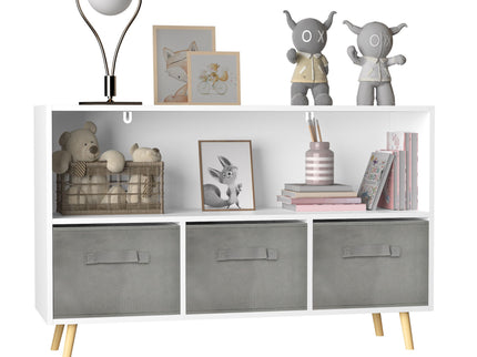 Bookcase With Collapsible Drawers, Book Display Organizer
