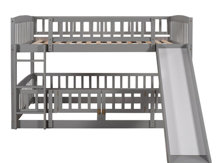 Low Bunk Bed With Slide, Fence And Ladder