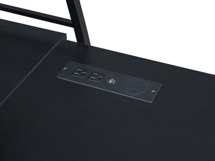 Loft Bed With 4 Layers Of Shelves And L-Shaped Desk, Stylish Metal Frame Bed With A Set Of Sockets, USB Ports And And Wireless Charging