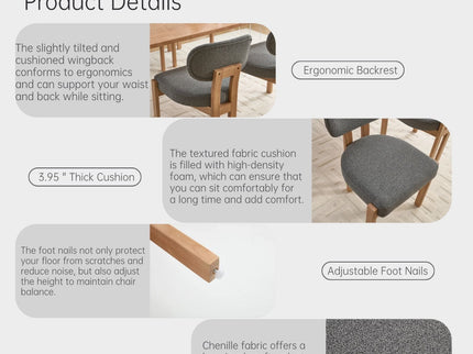 Dining Chairs With Ergonomic Backrest And Adjustable Feet (Set of 2)