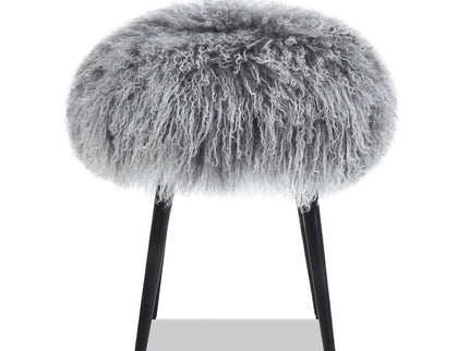 Alberta - Mongolian Sheepskin Round Ottoman