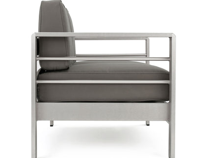 Outdoor Aluminum Loveseat With Cushion - Gray