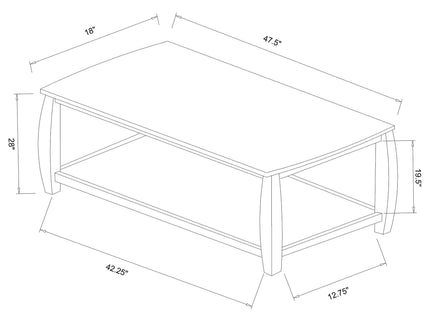 Rectangular Sofa Table With Double Shelf - Brown