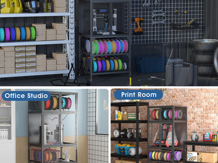 3D Printer Cabinet With Double Layer Filament Storage, Noise Reducing Design - Black