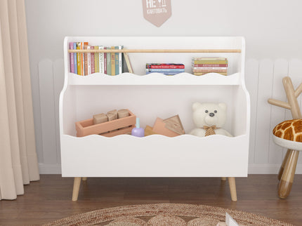 Kids Bookcase, Children Book Organizer Toy Storage Cabinet - White