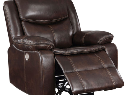 Salerno - Upholstered Power Recliner Chair With USB Charging - Dark Brown
