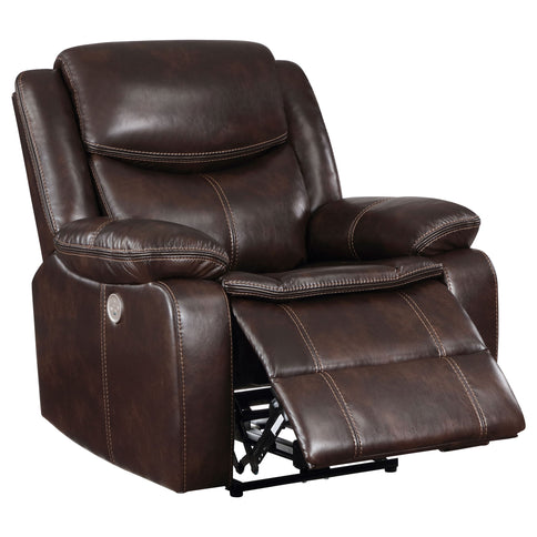 Salerno - Upholstered Power Recliner Chair With USB Charging - Dark Brown