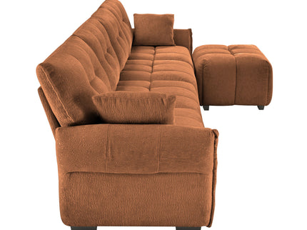 Sofa Set With Ottoman And Pillows, Textured, High Resilience Cushions