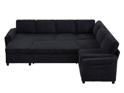Convertible U-Shaped Sectional Sofa Bed With USB Ports And Storage