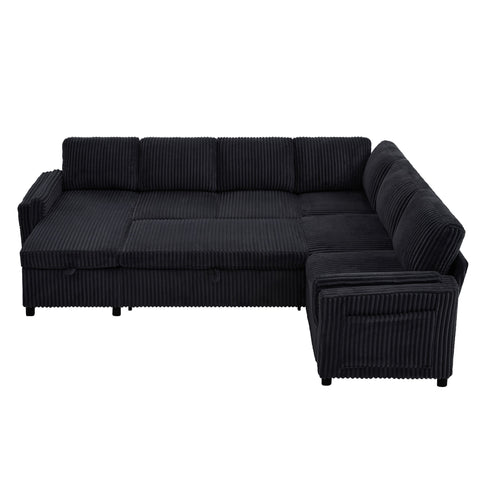 Convertible U-Shaped Sectional Sofa Bed With USB Ports And Storage