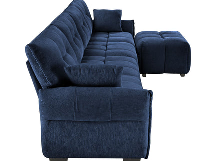 Sofa Set With Ottoman And Pillows, Textured, High Resilience Cushions